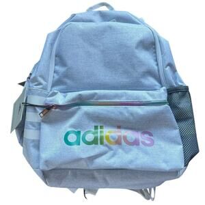 adidas NWT Youth 3S Backpack School Jersey White/Rose Gold Rainbow Book Bag